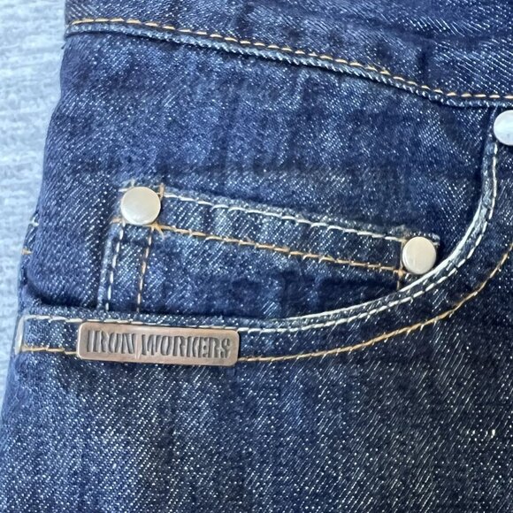 Iron Workers Mens USA 36 Blue Denim Work Jeans Reinforced Mesh Motorcycle Jeans - Picture 11 of 16